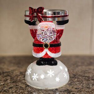 Bath & Body Works 2022 Santa Claus Pedestal Water Globe 3 Wick Candle Holder